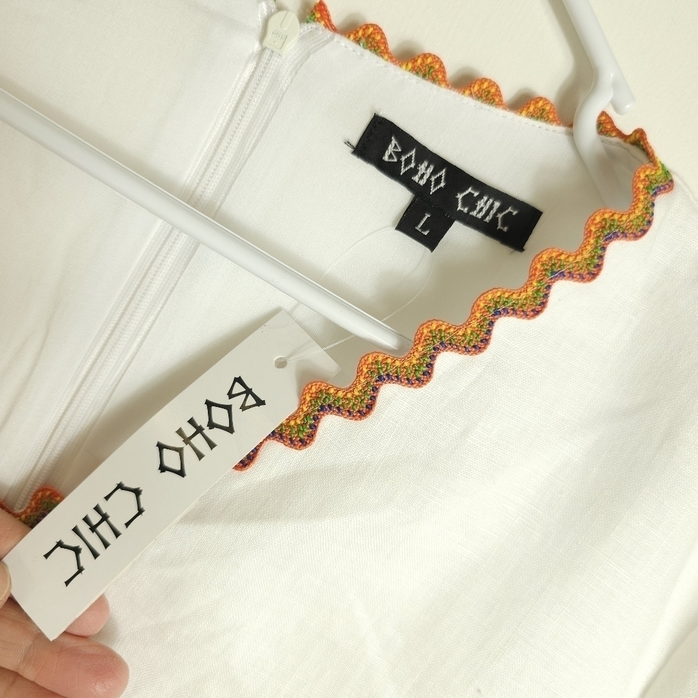BOHo Chic White Linen Dress - Picture 11 of 11